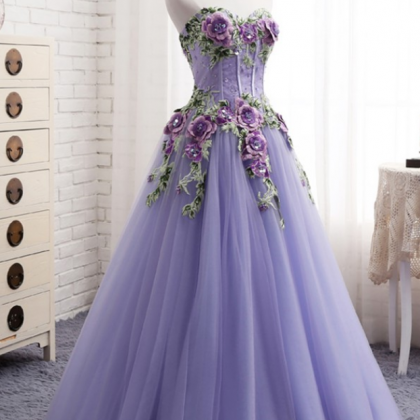 Prom Dresses,sweetheart Lavender Tulle Long Dress..