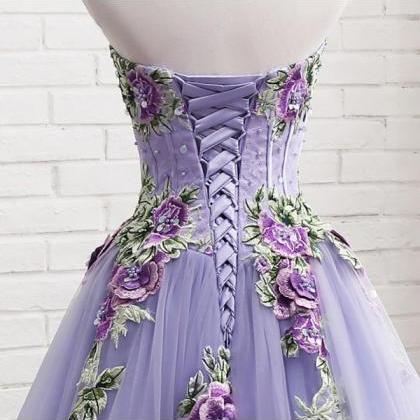 Prom Dresses,sweetheart Lavender Tulle Long Dress..