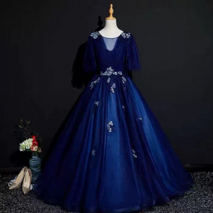 Prom Dresses,demure Atmosphere Puffy Dress, Royal..