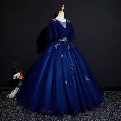 Prom Dresses,demure Atmosphere Puffy Dress, Royal..