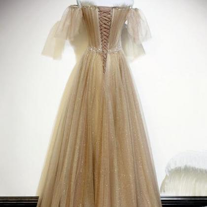 Prom Dresses,shiny Tulle Long Gown, Lovely..