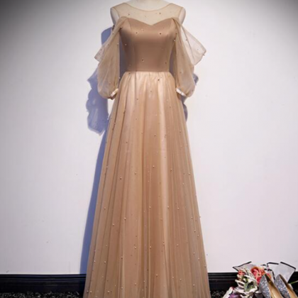 Prom Dresses,a-line Version Long Dress Champagne..
