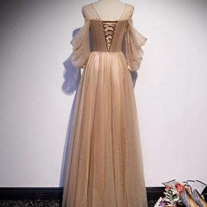 Prom Dresses,a-line Version Long Dress Champagne..