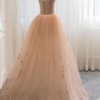 Prom Dresses,champagne Lace Sweetheart Tulle..