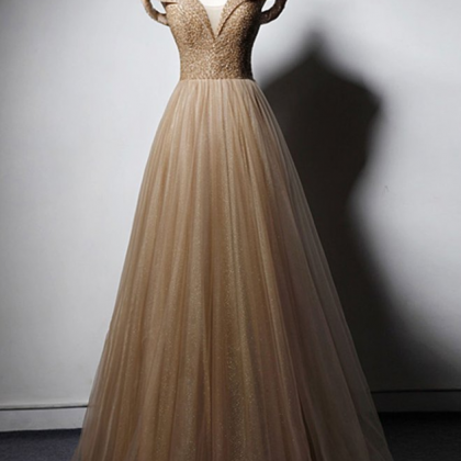 Prom Dresses,deep Champagne Strapless Crystal..