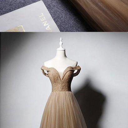 Prom Dresses,deep Champagne Strapless Crystal..