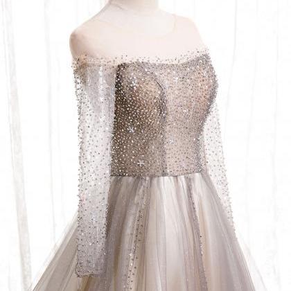 Prom Dresses,sequin Evening Dress, Light Champagne..