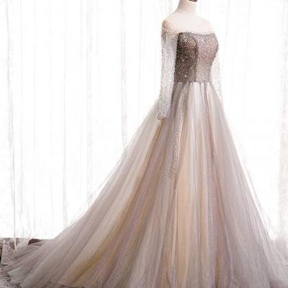 Prom Dresses,sequin Evening Dress, Light Champagne..