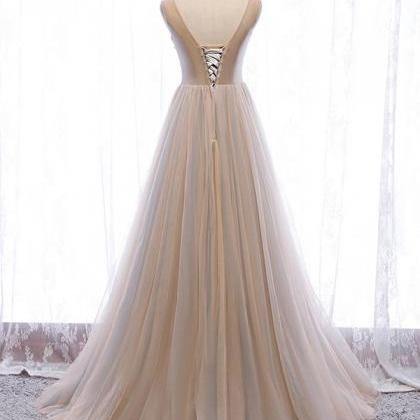 Prom Dresses,elegant Evening Dresses,champagne V..