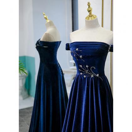 Prom Dresses,party Event Long Dresses,blue Velvet..