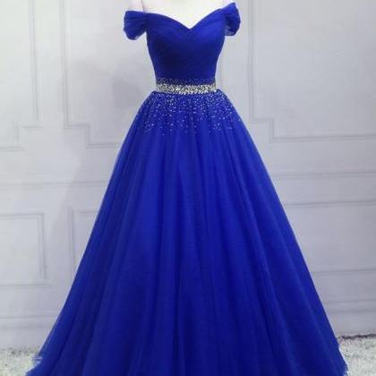 Prom Dresses,royal Blue Strapless Dress,..