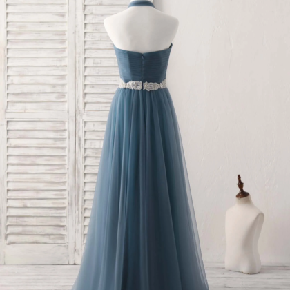 Prom Dresses,a-line Gray Blue Tulle Long..