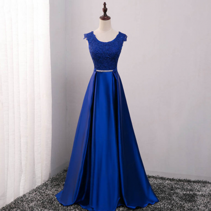 Prom Dresses,royal Blue Satin Gowns Slim Leg Long..