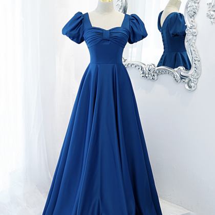 Prom Dresses,stately Generous Blue Satin Princess..