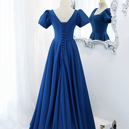 Prom Dresses,stately Generous Blue Satin Princess..