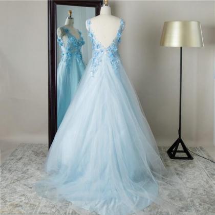 Prom Dresses,long Party Dress With Lace Applique..