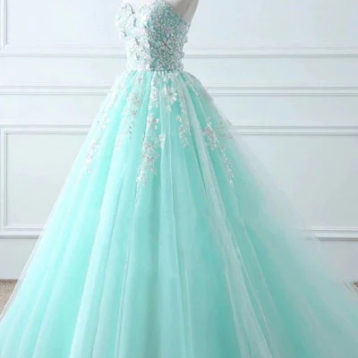 Prom Dresses,tiffany Blue Sweetheart Fluffy Tulle..