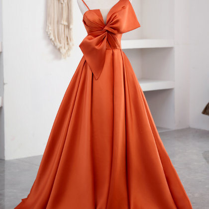 Prom Dresses,original Orange Satin Floor-length..