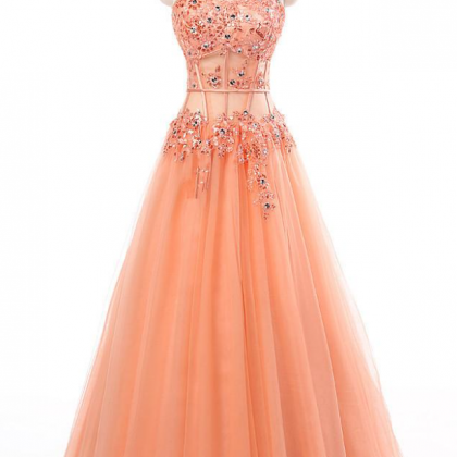 Prom Dresses,unique Design Orange Tulle A-line..