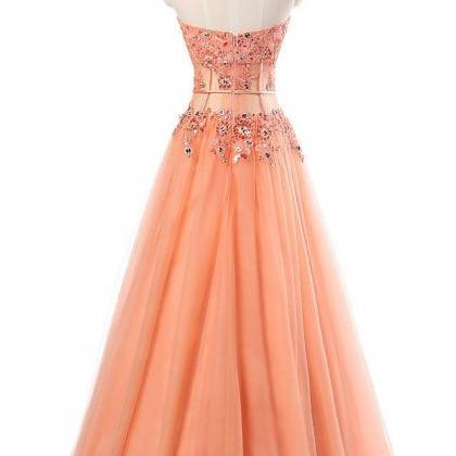 Prom Dresses,unique Design Orange Tulle A-line..