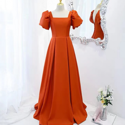 Prom Dresses,elegant And Dignified Orange Satin..