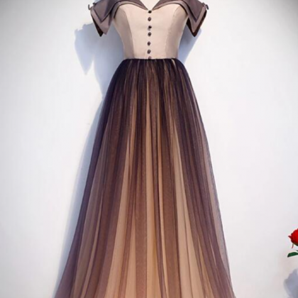 Prom Dresses,unique Long Gradient Tulle Satin..