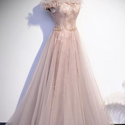 Prom Dresses,falling Generous Pink Tulle Sequin..