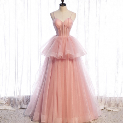 Prom Dresses,sexy Temperament Pink Tulle Long Prom..