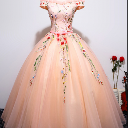 Prom Dresses,celebrity Princess Style Pink Tulle..