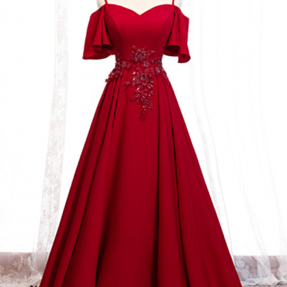 Prom Dresses,red Satin Strapless Dinner Dresses..
