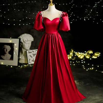 Prom Dresses,red Satin Princess Prom Dresses Long..