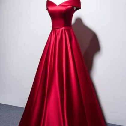 Prom Dresses,red Satin Business Dinner Dress With..