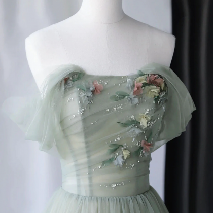 Prom Dresses,beautiful Light Green Tulle Long..
