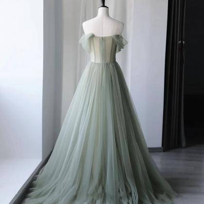 Prom Dresses,beautiful Light Green Tulle Long..