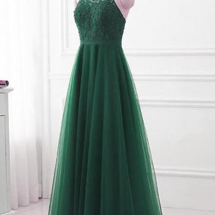 Prom Dresses,beautiful Halter Green Cross Back..