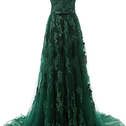 Prom Dresses,emerald Color One Shoulder Long..