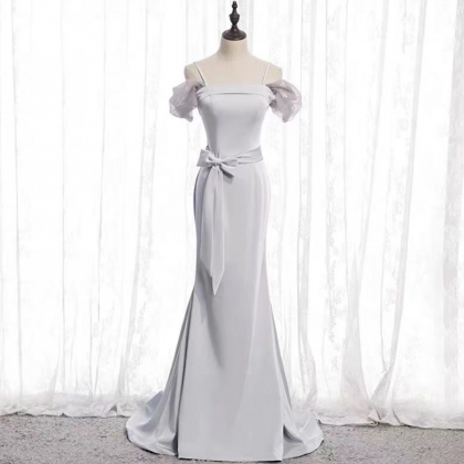 Prom Dresses,silver Gray Party Dresses Spaghetti..