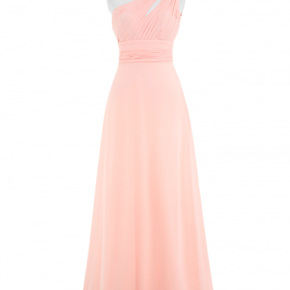 Prom Dresses,pink Chiffon Floor Length A-line..