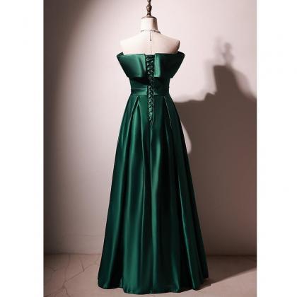 Prom Dresses,beautiful Green Satin A-line Fit..