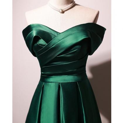 Prom Dresses,beautiful Green Satin A-line Fit..