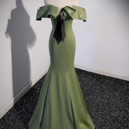 Prom Dresses,one Shoulder Fishtail Green Evening..