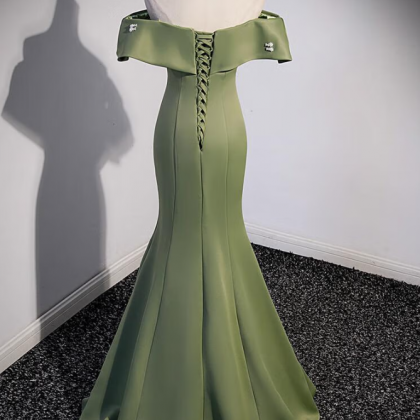 Prom Dresses,one Shoulder Fishtail Green Evening..