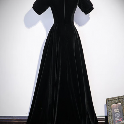 Prom Dresses,black Velvet Evening Dresses..
