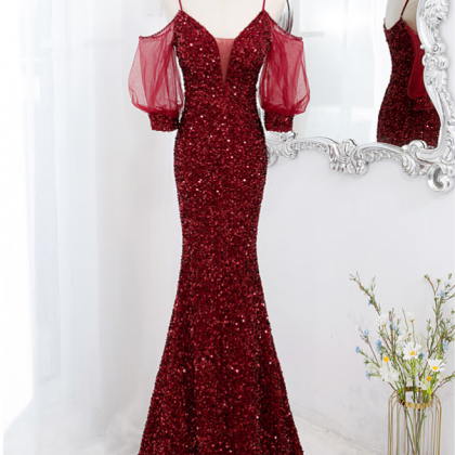 Prom Dresses,burgundy Evening Dresses High-end..
