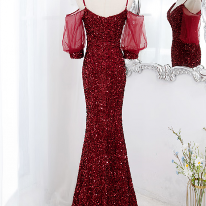Prom Dresses,burgundy Evening Dresses High-end..