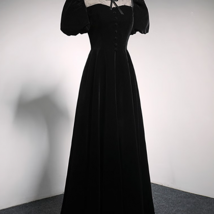 Prom Dresses,vintage Velvet Black Banquet Evening..