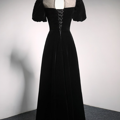 Prom Dresses,vintage Velvet Black Banquet Evening..