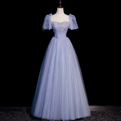 Prom Dresses,a-line Elegant Blue Evening Gowns..