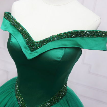Prom Dresses,green One Shoulder Evening Gowns..