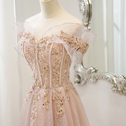 Prom Dresses,one Shoulder Pink Evening Gowns..